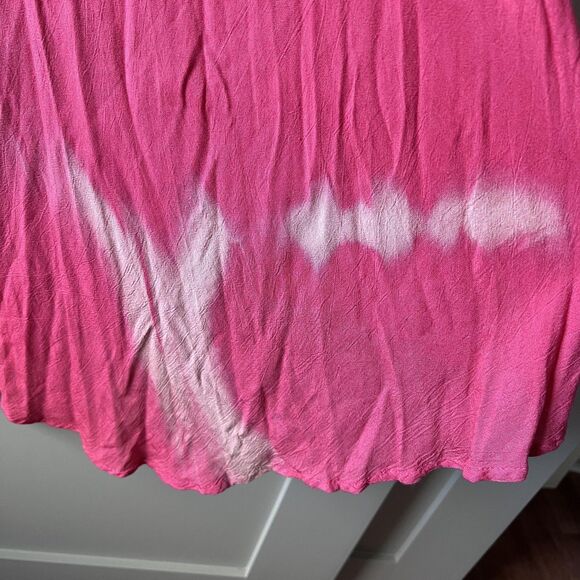 Venice Blue Dress Womens One Size Pink Embroidered Rayon Handkerchief Hem Boho - Picture 9 of 15